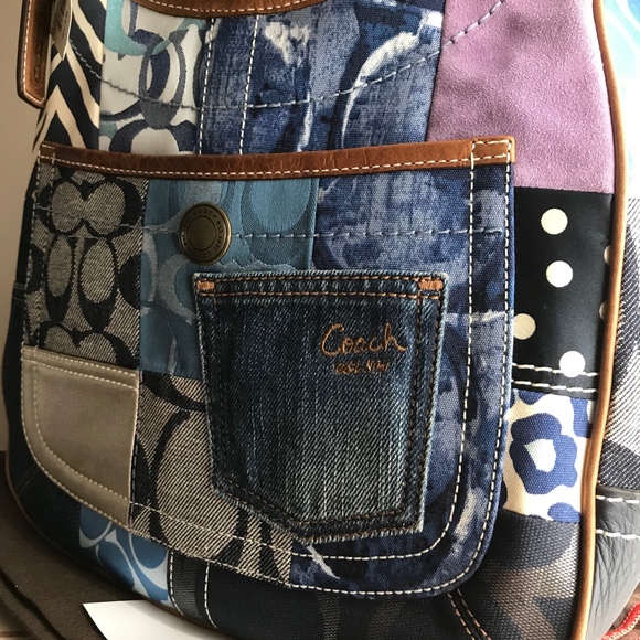 Rare Coach 10810 Denim Patchwork Handbag - Picture 4 of 8